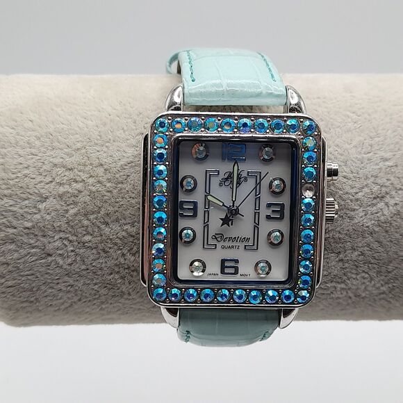 Kirks Folly Devotion Watch Aurora Borealis Crystal Accents Leather - Picture 9 of 12